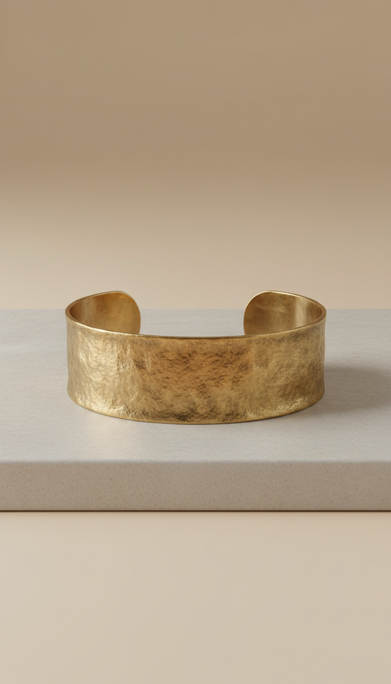 Brass cuff bracelet with hammered texture
